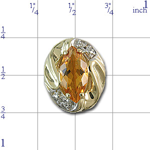B3687 14K SLIDE WITH MARQUISE CITRINE AND DIAMONDS 